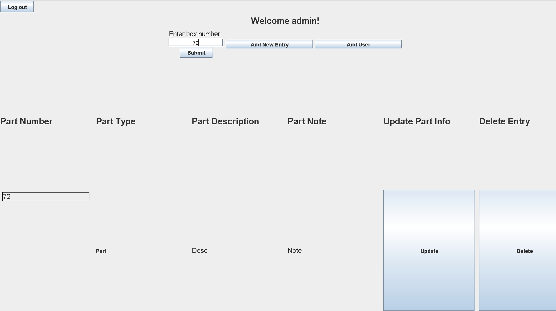API DBMS Search Screen